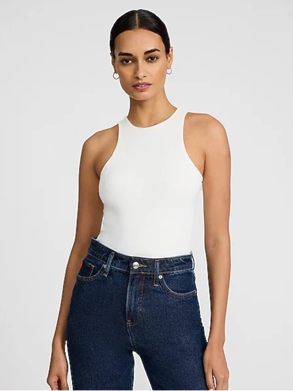 Express White High-Neck cream bodysuit
